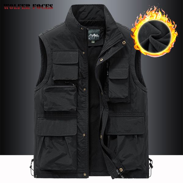 

men's vests waistcoat camping jackets sports vest outdoors zip sleeve male coat clothing tactical work sleeveless winter 230225, Black;white