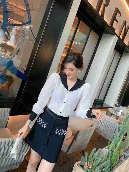 

women's blouses & shirts designer shenzhen nanyou high-end 2021 early autumn new year hit diamond lapel long sleeve silk shirt girl bpi, White