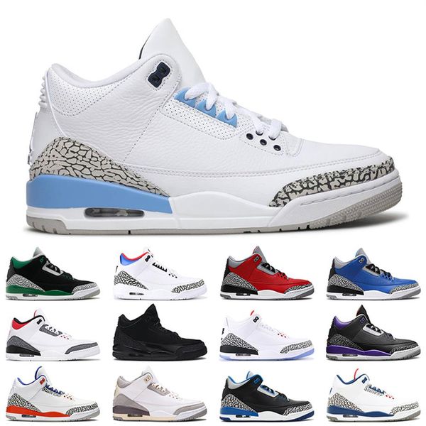 

men jumpman 3 basketball shoes unc varsity royal seoul 3s racer blue pine green mens trainer202o