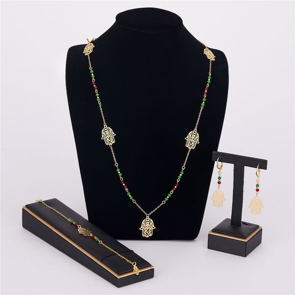 

wedding jewelry sets gold plated set hollow out necklace earrings bracelet accessories temperament women s metal 230225, Slivery;golden