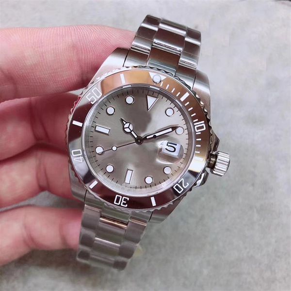 

u1 men watch waterproof 30m automatic 2813 movement sub steel bezel gray dial 316 stainless band196s, Slivery;brown