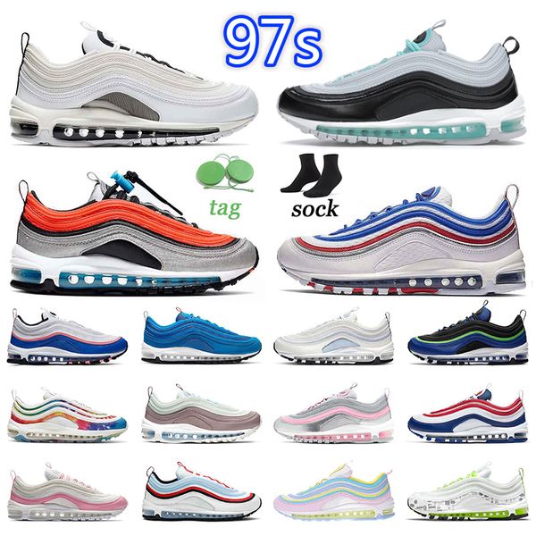 

2023 new 97s running shoes 97 men women sneakers outdoor traniners silver bullet black bullet white bullet grey light thistle laser blue tro