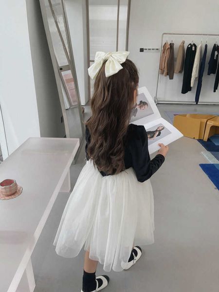 

girls' 1ess hepburn style new chil1en's 1ess long-sleeved princess skirt net red same little girl net gauze skirt velvet skirt, Red;yellow