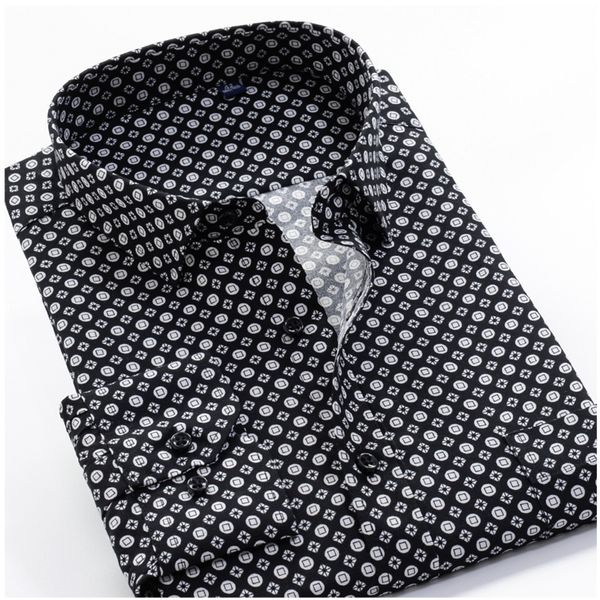 

men's casual shirts large size 8xl 9xl 10xl vrokino brand vintage floral print long sleeves men's business casual dress fashion cl, White;black