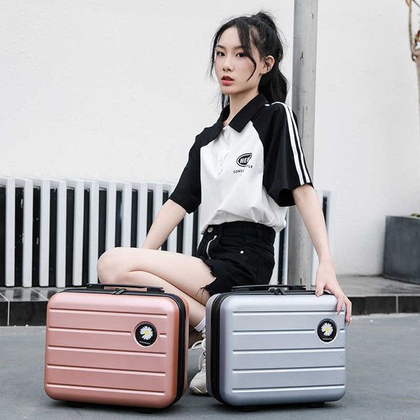 

cosmetic organizer storage bags 16 inch cute mini travel suitcase wash case korean style watertight portable student box 15x25x34cm y2302