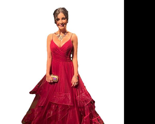 

red chiffon evening dresses spaghetti straps v neck ruched a line prom backless robe de soiree formal banquet gows, Black;red