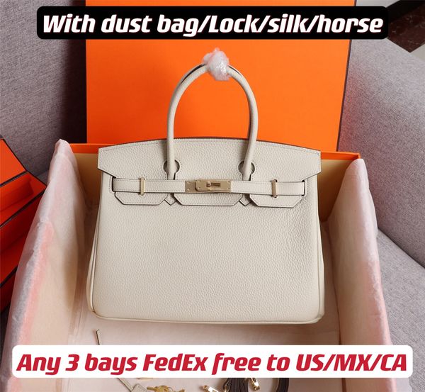 

7a togo cowhide leather bags epsom socialite tote 25/30/35cm woman designer handbag with horse and silk lock gold hardware 35cm with holes &