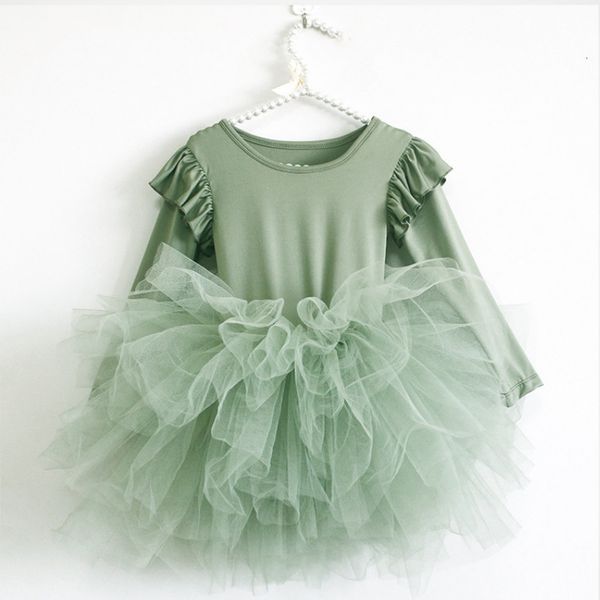 

girl's dresses baby girl princess tulle dress fluffy long sleeve infant toddler puffy dress tutu black green party pageant dance clothe, Red;yellow