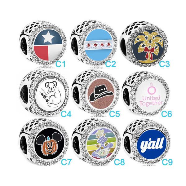 

charm bracelets % 925 silver halloween pumpkin round koala chicago chef charm suitable for original diy bracelet beads l230227, Golden;silver
