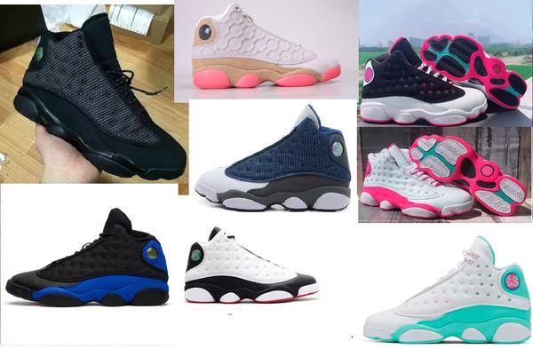 

2023 13s og black cat basketball shoes 3m reflect for young boys sports training sneakers blackcat big kids shoes girl shoes