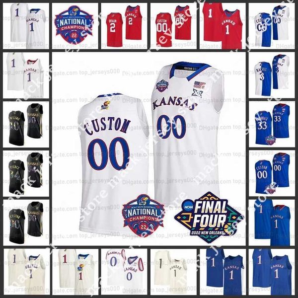 

custom 2022 ncaa final four 4 ku kansas jayhawks basketball jersey 5 kyle cuffe 30 ochai agbaji jersey 11 chris lykes 3 dajuan harris jr. 0, Black