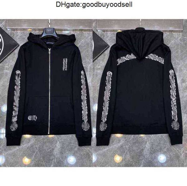 

3a classic mens zipper ch hoodies designer horseshoe sanskrit cross print pullover heart hoody sweatshirts sweater luxury woman jackts fate, Black