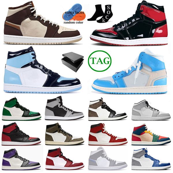 

sports sneakers new 1 1s low mens womens basketball shoe outdoor multi color patent bred mid carbon fiber unc satin black toe royal blue mid