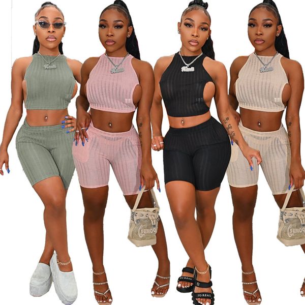 

2023 designer tracksuits women bikinis 3 pieces sets clothes backless bandange thong and shorts 3pcs suits summer see through beach wear 935, Gray