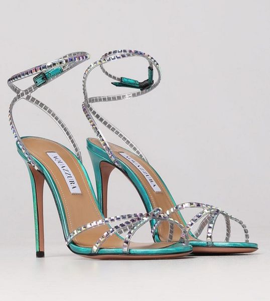

dance plexi sandals shoes women crystal-embellished ankle strap high heels aquazzurs gladiator sandalias lady party wedding bridal eu35-43, Black