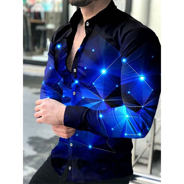 

men's casual shirts fashion men buttoned shirt designer starry sky print long sleeve clothing cardigan 230227, White;black