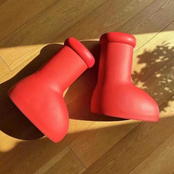 

mschf men and women rian boots pvc rubber beeled platform knee-high tall booties astro boy big red boot waterproof welly shoes outdoor b65z, Black