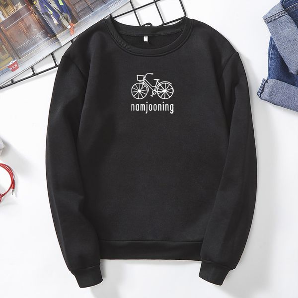 

women's hoodies sweatshirts namjooning rm kpop butter hoodie inspired shirt bicycle graphic tee winter casual pullovers 230227, Black