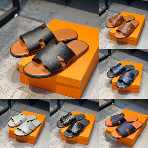 

65s 65s slippers men h slippers designer oran sandals izmir flip flop leather heritage calfskin sandals summer lazy large fashion home beach, Black
