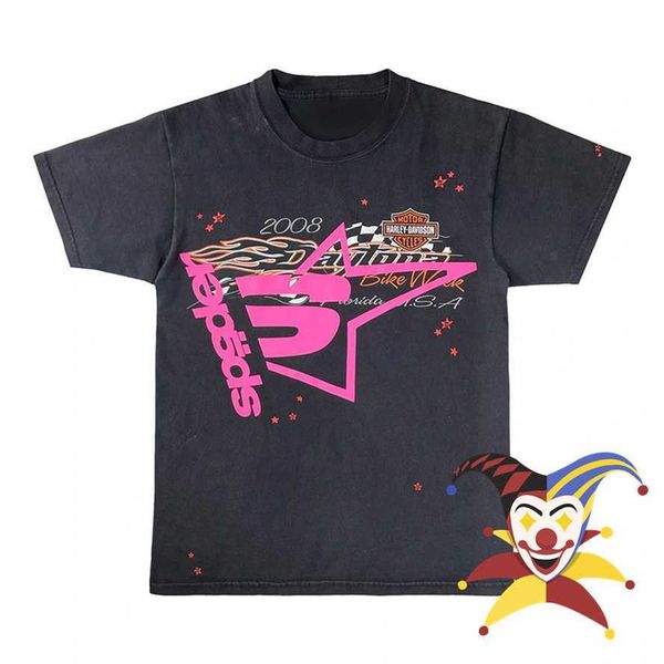 

designer men's hoodies sweatshirts pink young thug sp5der 555555 t shirt men women 1 quality puff print spider web pattern t-shirt tees, Black