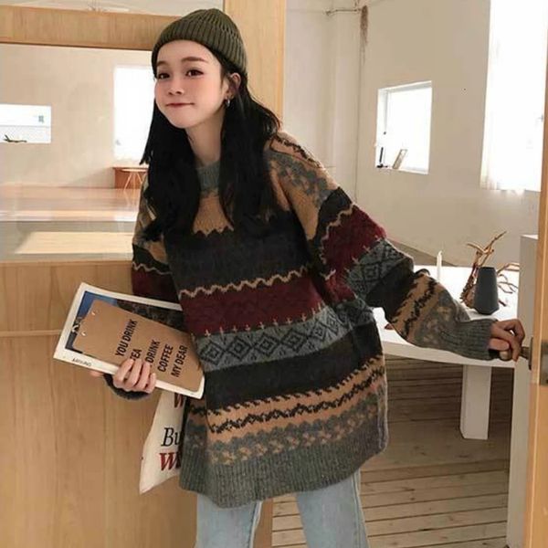 

women's sweaters vintage pullovers women loose casual sweaters korean fashion o neck lazy jumpers female 4xl harajuku women ulzzang chi, White;black