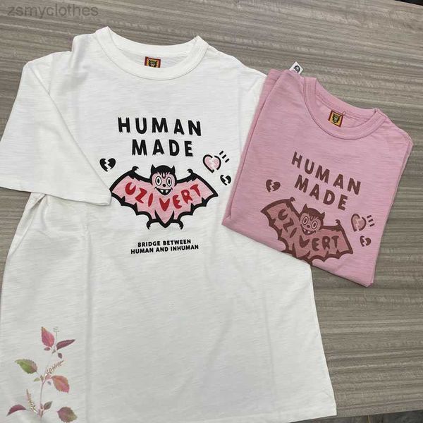

men's t-shirts spring human made realistic pictures pink t shirt men women bat love print t-shirt, White;black