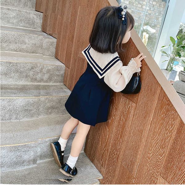 

girl's dresses autumn cute sailor collar dress full princess party birthday dress elegant children's dress vestido kids flower gir, Red;yellow