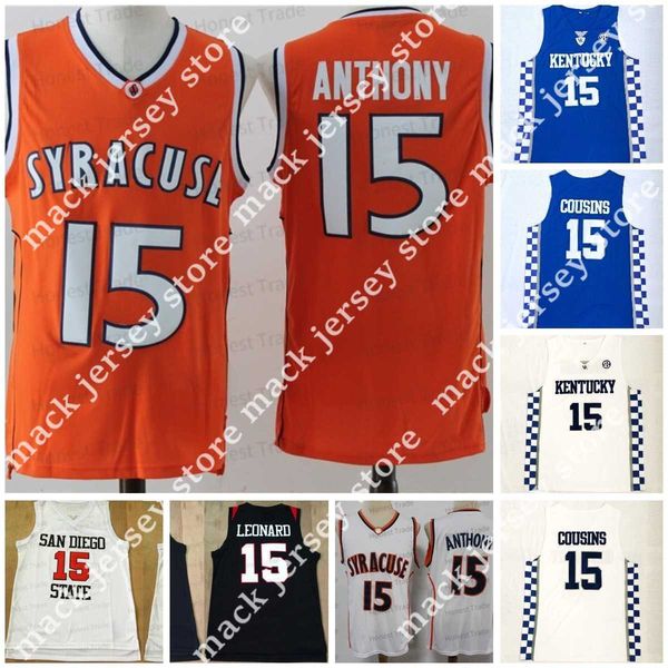 

ncaa 15 kawhi leonard basketball jersey 15 camerlo anthony san diego state 15 demarcus cousins kentucky white blue black mens college