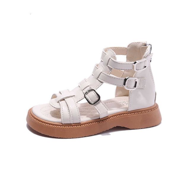 

girls' roman shoes 2023 summer 1 soft sole open toe high sandals big kids little girls' princess sandals, Black
