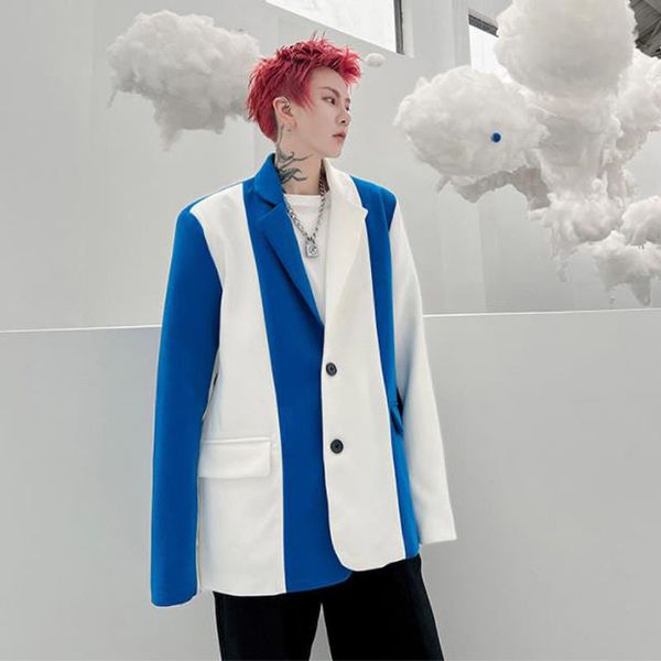 

men's suits blazers fashionable autumn clothes personalized splicing design casual fashion trend young handsome loose 230227, White;black