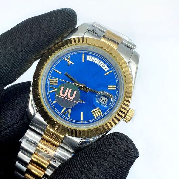 

automatic mens 41/36/31/28mm date day watch silver dial master mechanical luxury wristwatch waterproof, Slivery;golden