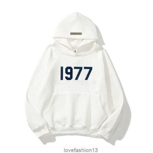 

2023mens designer sweatshirts hoodies ess 1977 on front hooded for man women fog god of fear multi thread flocking high street re3c, Black