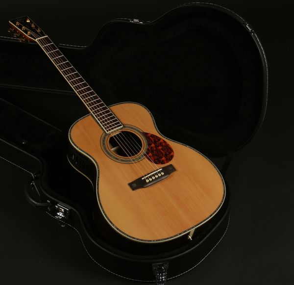 

om body 38 solid wood acoustic electric guitar abalone inlay