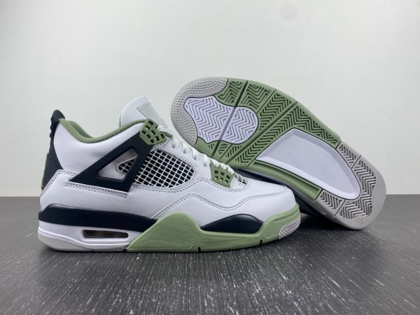 

2023 new authentic shoes 4 4s wmns oil green seafoam basketball sports sneakers mens womens trainers aq9129-103 with original box 36-47.5, Red;white