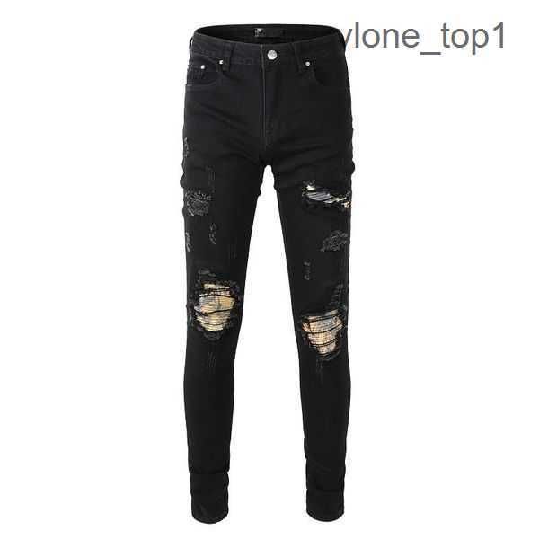 

hiking 2023 close-fitting amirs ripped 23 pencil new pant colorways embroidery designer slim mens jeans pants brand para hombre motorcycle 9, Blue