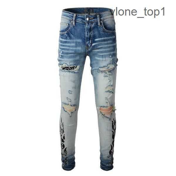 

pencil amirly 23 new colorways designer mens pants jeans hiking pant ripped embroidery close-fitting brand slim para hombre motorcycle 1 i2a, Blue
