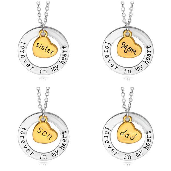 

forever in my heart designer necklace woman letters mens necklace dad mom son silver pendant alloy man necklaces pendants jewelry mothers fa