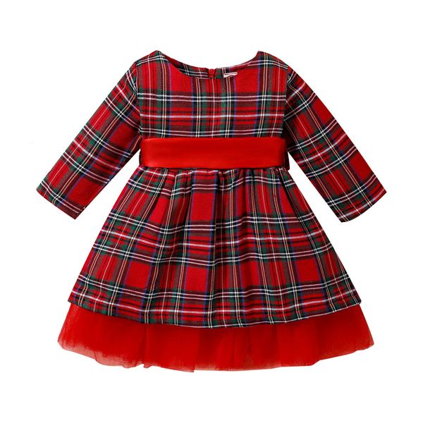 

spring and autumn new small and medium-sized chil1en's wear plaid print 1ess belt gauze princess skirt two-piece set, Blue