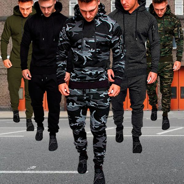 

men's tracksuits mens 2 piece tracksuit sweatsuit jogging casual warm breathable wicking fitness running sportswear military tactical h, Gray
