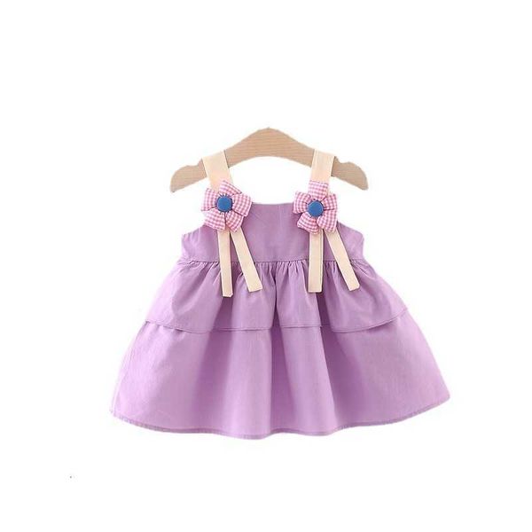 

1 summer new korean girls' solid cotton dress baby sling dress net red chil1en's dress, Red;yellow