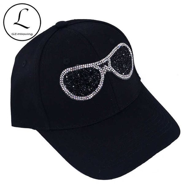 

ball caps casual woman glasses rhinestones baseball cap hats new summer cotton adjustable caps outdoor vacations sun hats for female ladyj23, Blue;gray