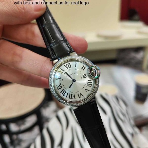 

women watches diamond classic cartiars pointer de women brand fashion inlaid blue watch ballon 33mm dial women's leather strap balloon, Slivery;golden