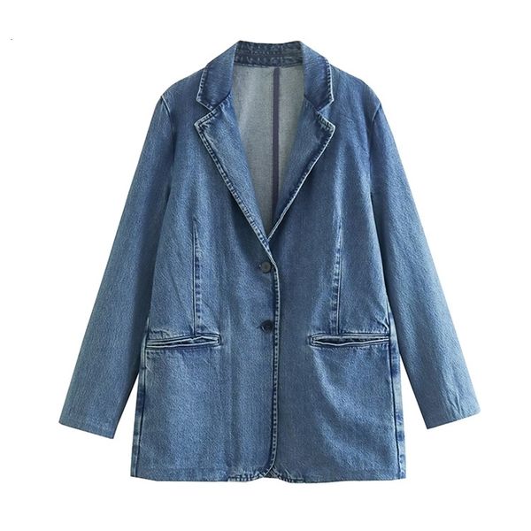 

women s jacket autumn fashion button cowboy coat vintage long sleeve welt pockets female outerwear chic veste 230225, Black;brown