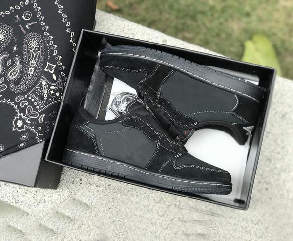 

shoes 1 low og black phantom men travis 1s outdoor sports sneakers original dm7866-001 us 5.5-13