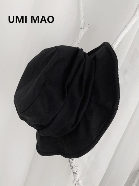 

wide brim hats bucket hats umi mao yamamoto wind dark black japanese retro fisherman hat men women fold design hat harajuku y2k femme hombre, Blue;gray
