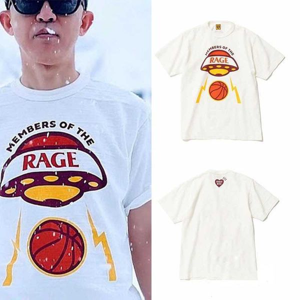 

men's t-shirts human tee made cotton summer 2023 leisure casual ufo basketball printed short sleeve t-shirt men women, White;black