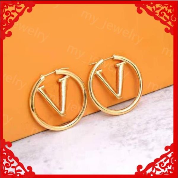 

high fashion hoops earring womens big circle simple earrings for woman luxurys designers earrings brands gold ear stud aretes orec348d, Golden;silver