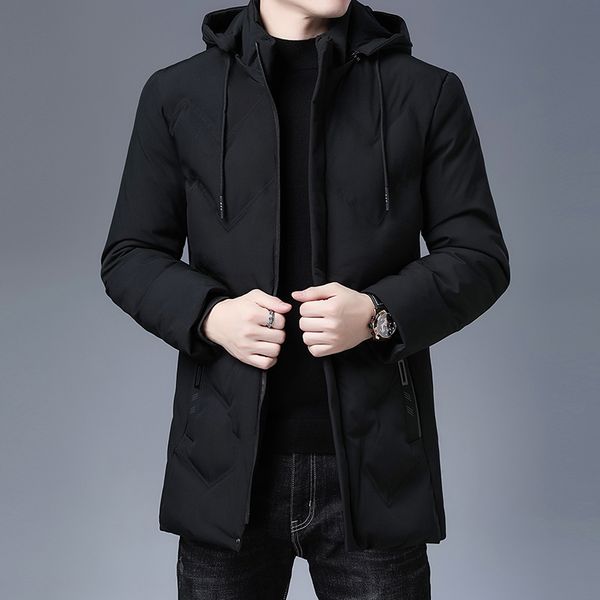 

brand hooded down jackets men casual fashion long thicken outwear parkas man winter windbreaker coats male clothing business casual warm coa, Tan;black