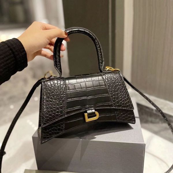 

designer hourglass bag women's shoulder handbag high-quality leather hard handle clamshell wallet multifunctional crocodile print cross