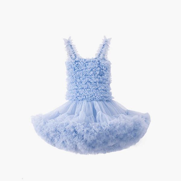

ins chil1en's 1ess girls' 1ess suspender skirt tutu chil1en's mesh princess 1ess new year's day performance, Blue